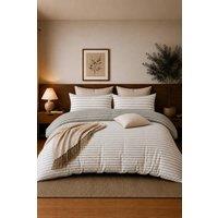 Pamposh Luxury Stripes Duvet Cover Sets Reversible Quilt Covers in Grey | Size: Single