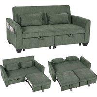 HOMCOM Sofa Bed, 4-in-1 Convertible Pull Out Sleeper Sofa in Dark Green | Size: 2 Seater