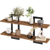 KORVIXA 2-Tier Wall Mounted Storage Shelves in Brown | Size: 900mm