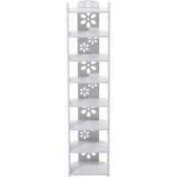 KORVIXA 8-Tier Wooden Open Shoes Rack in White | Size: 800mm
