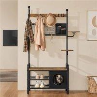 KORVIXA Coat Stand Coat Rack & Shoe Rack in Brown | Size: 900mm