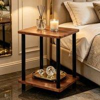 KORVIXA Small Slim Bedside Table Sofa End Side Table in Brown | Size: 100 cm