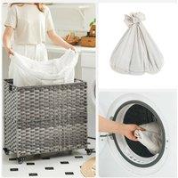 KORVIXA Handwoven Laundry Hamper Laundry Basket in Grey | Size: 100 cm