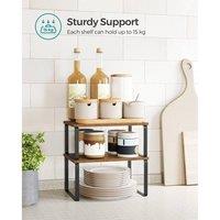 KORVIXA Spice Rack, Set of 2 Cupboard Shelf Organiser in Brown | Size: 100 cm