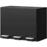 Havendro Bin Stainless Steel 3 Compartment Recycling Bin Removable Bucket in Black
