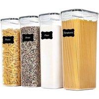 KORVIXA 4 Set of Kitchen Storage Dry Food Plastic Dispenser Container in Clear | Size: 0.6m2