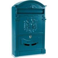 NESTLUNE Blue VINTAGE OUTDOOR LOCKABLE LETTER POST BOX