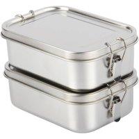 NESTLUNE 2px Stainless Steel Bento Lunch Box 750ml. Metal Food Container in Silver | Size: 100 cm x 15 cm