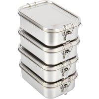 NESTLUNE 4px Stainless Steel Bento Lunch Box 750ml. Metal Food Container in Silver | Size: 100 cm x 100 cm