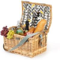 SPETLEK 29pc Luxury 4 Person Wicker Picnic Hamper Basket with Blanket in Brown | Size: 100 cm x 100 cm