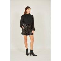 Yumi Women's Black Sequin Mini Shorts | Size: 12