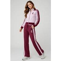 STYLEWISE Women's Fleece Co-ord Zip-Up Jacket & Jogger Set in Wine | Size: Medium