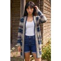 Roman Women's Petite Aztec Longline Cardigan in Navy | Size: 14