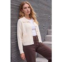 Roman Women's Chunky Cable Cardigan in Ivory | Size: 10