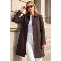 Roman Women's Buttoned Swing Coat in Chocolate | Size: 12