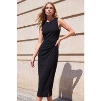 Roman Women's Twist Sleeveless Midi Dress in Black | Size: 10