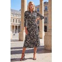 Roman Women's Petite Button Ruched Dress in Black | Size: 10