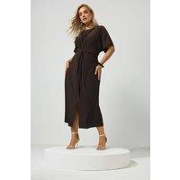 Yours Women's Knot Front Maxi Dress in Chocolate | Size: 24