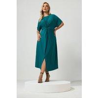 Yours Women's Knot Front Maxi Dress in Teal | Size: 18