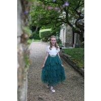 UK Flower Girl Boutique Girl's Bohemian Princess Dress in Dark Green | Size: 6-12 m