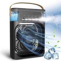 Rolipo 4-in-1 Portable Air Cooler with Mist, 3-Speed Desk Fan - Black