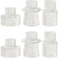 Living and Home Set of 6 Candle Holders in Clear