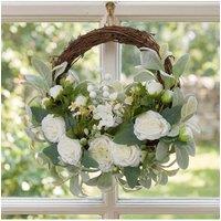 Living and Home Artificial Flower Wreath for Front Door in Green