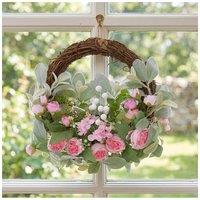 Living and Home Artificial Flower Wreath for Front Door in Green