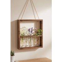 Living and Home 5-Tube Wall Hanging Plant Propagation Station with Wooden Frame in Walnut