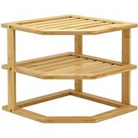 KORVIXA 3 TIER BAMBOO CORNER KITCHEN PLATE RACK in Natural | Size: 0.6m2