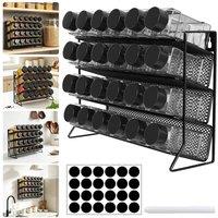 KORVIXA 4 Tiers Spice Rack Free Standing in Black | Size: 100 cm x 100 cm
