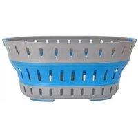 SPETLEK Collapsible Washing Basket Hamper 60 cm Blue & Grey