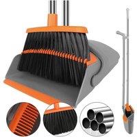 SPETLEK Dustpan & Brush Sets Long Handled Broom Sweeping in Grey | Size: 0.6m2