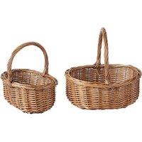 SPETLEK Natural Wicker Basket With Handle Flower Organising x 2