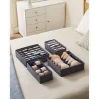 KORVIXA Set of 4 Underwear Drawer Organisers in Dark Grey | Size: 600mm