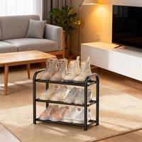 KORVIXA 3-Tier Metal Shoe Shelf Adjustable Shoe Rack in Black | Size: 500mm
