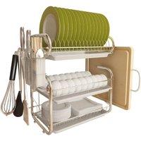 KORVIXA Large Dish Drying Rack Drainer Kitchen Sink in White | Size: 100 cm x 100 cm