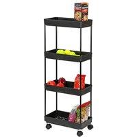 KORVIXA 4 Tier Slim Slide Out Kitchen Trolley Rack in Black | Size: 900mm