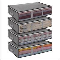 KORVIXA 4 Pack Foldable Under-Bed Storage Boxes in Grey
