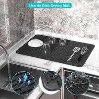 SPETLEK 71x50cm Stove Top Cover Cooktop Scratch Protector Dish Drying in Black | Size: 0.6m2
