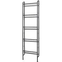 Levede Behind Door Storage Rack, Narrow 5-Tier Bathroom Shelves, Steel, Black