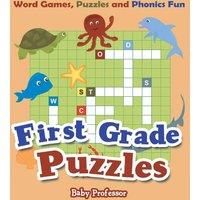Baby Professor First Grade Puzzles: Word Games, Puzzles & Phonics Fun Paperback in White