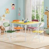 London Boutique 5PCS Kids Folding Table & Chair Set Dining Table &4 Upholstered Chairs