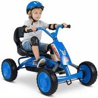 CASART Kids Pedal Go Kart 4 Wheel Bike Cart with 2-Position Seat in Blue