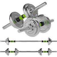 NESTLUNE 20kg 2-in-1 Adjustable Weights Dumbbells Set in Silver | Size: 0-12 m
