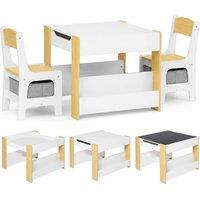 Dekko Kids Table & Chairs Set 2-in-1 Flip Top Storage Activity Study in Natural