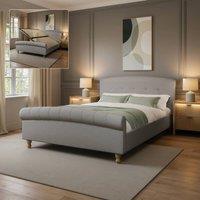 X Rocker Camille Upholstered Shadow Ottoman - Double Sleigh Bed - Grey