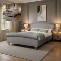 X Rocker Camille Upholstered Shadow Ottoman King Sleigh Bed - Grey