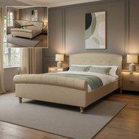 X Rocker Camille Upholstered Shadow Ottoman- King - Natural Stone in Light Beige