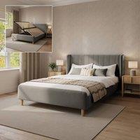 X Rocker Lola Upholstered Shadow Ottoman Double Bed - Grey